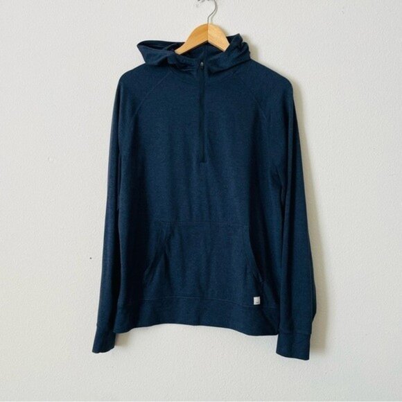 Vuori Men’s MEDIUM Ponto Performance Half Zip Hoodie in Midnight Heather